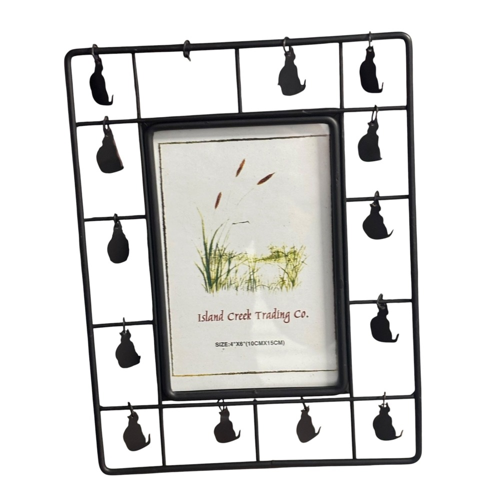 Island Trading Dennis East Intl Black Metal Wire Cat Silhouette 4x6 Pic Frame